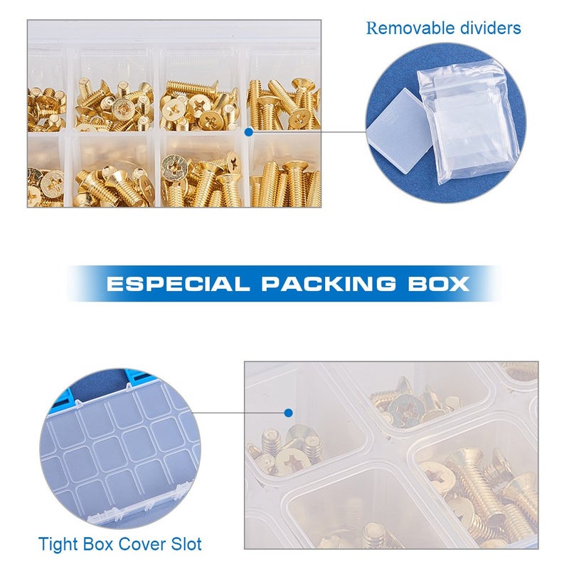 INCREWAY Machine Screws, 160 Pcs M4 M5 10 Sizes Brass Flat-Head Bolts Phillips Drive Machine Screws Assortment Kit - Image 4